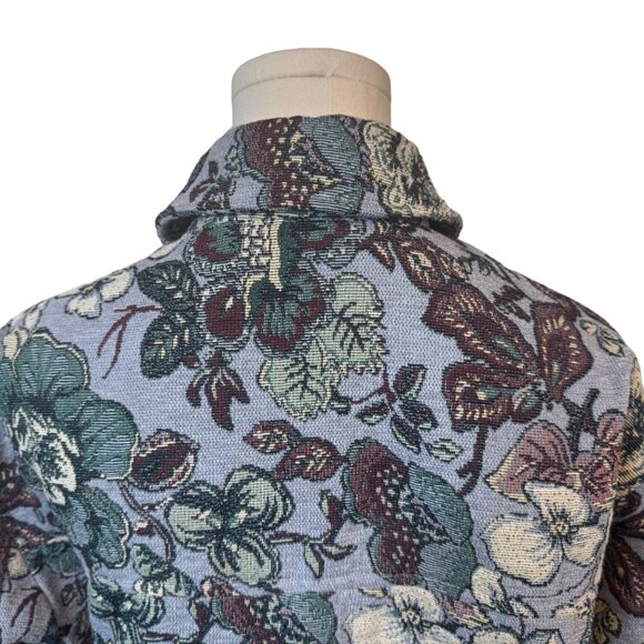 NWT ZARA Medium Blue Floral Tapestry Shacket - Picture 7 of 14